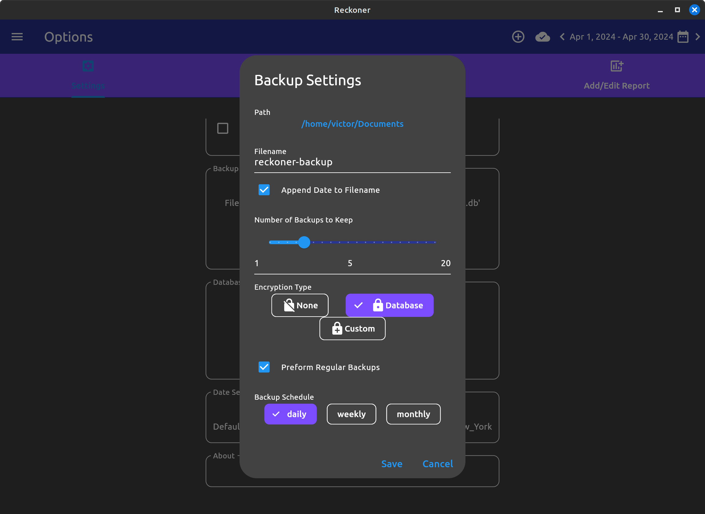 Backup Settings